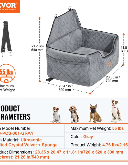 Load image into Gallery viewer, VEVOR Dog Booster Car Seat Pet Car Seat for Medium Large Dog up to 55 Lbs Gray
