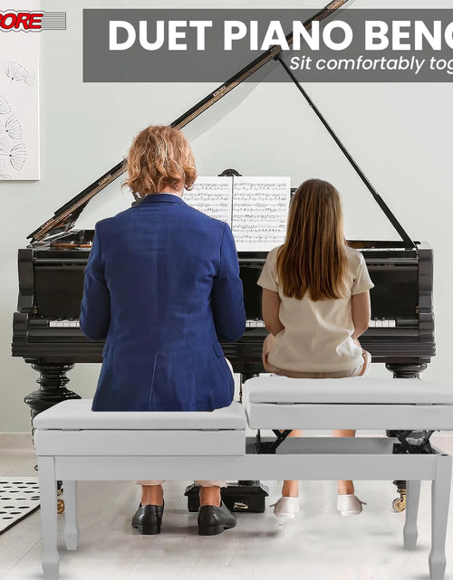 Load image into Gallery viewer, 5CORE Duet Piano Bench W Storage for Two Wooden Adjustable Keyboard Stool - Adults &amp; Kids

