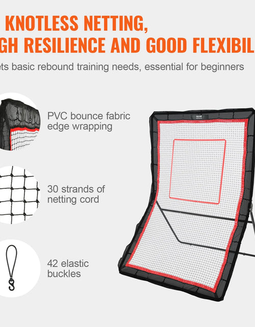 Load image into Gallery viewer, VEVOR Lacrosse Rebounder for Backyard, 5X7 Ft Volleyball Bounce Back Net, Pitchback Throwback Baseball Softball Return Training Screen, Adjustable Angle Shooting Practice Training Wall with Target
