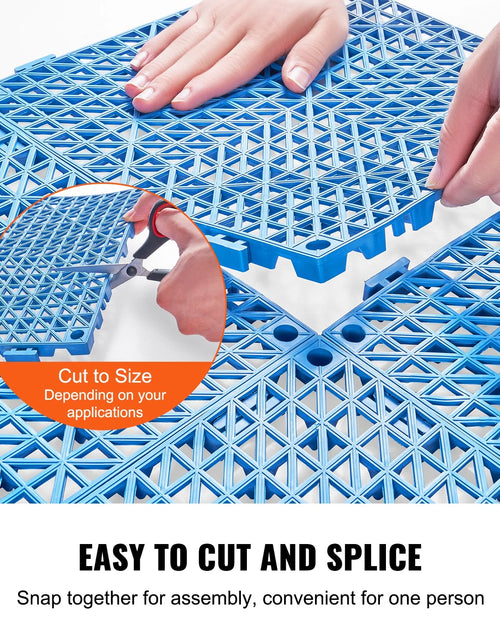 Load image into Gallery viewer, VEVOR Interlocking Tile 55PCS Blue, Drainage Tiles 12 X 12 Splicing, Soft PVC Interlocking Drainage Floor Tiles, Non-Slip Drainage Holes for Restroom, Bathroom, Kitchen, Pool, Wet Areas, Blue
