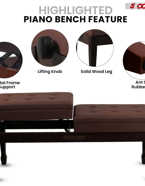Load image into Gallery viewer, 5CORE Duet Piano Bench W Storage for Two Wooden Adjustable Keyboard Stool - Adults &amp; Kids
