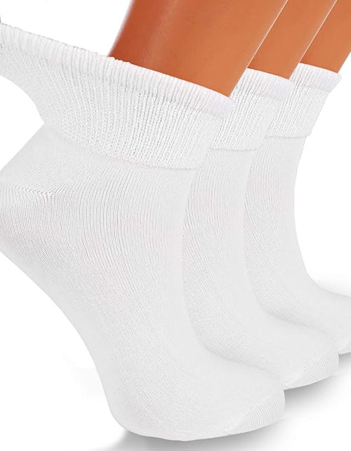 Load image into Gallery viewer, Aws/American Made Non-Binding Diabetic Ankle Socks – 3 Pair Pack, Moisture-Wicking Cotton (Unisex for Men &amp; Women)
