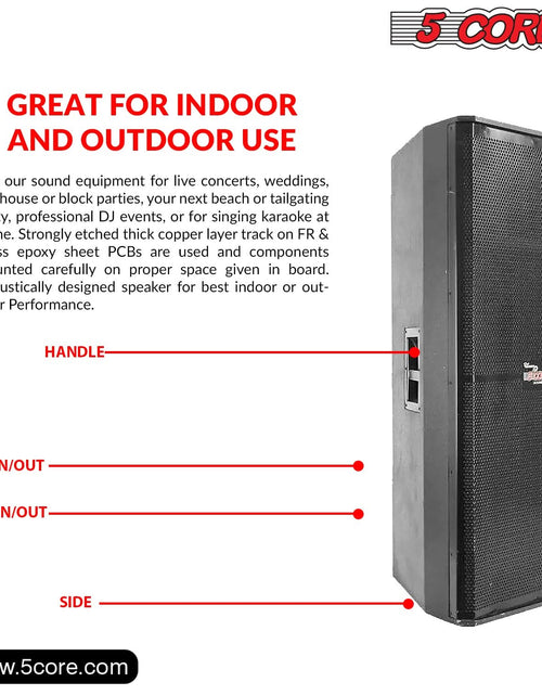Load image into Gallery viewer, 5Core Portable Cabinet PA DJ Speaker System 15 Inch 4000W Passive 3 Way Loudspeaker
