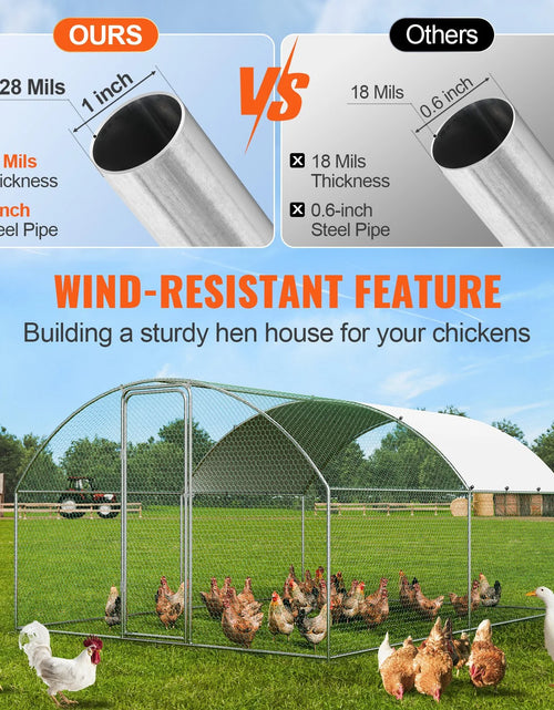 Load image into Gallery viewer, VEVOR Large Metal Chicken Coop, 9.8X12.9X6.5 Ft Walk in Chicken Run for Yard with Waterproof Cover, Doom Roof Hen House with Security Lock for Outdoor and Backyard, Farm, Duck Rabbit Cage Poultry Pen
