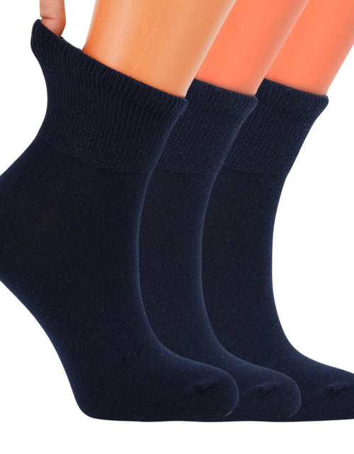 Load image into Gallery viewer, Aws/American Made Non-Binding Diabetic Ankle Socks – 3 Pair Pack, Moisture-Wicking Cotton (Unisex for Men &amp; Women)
