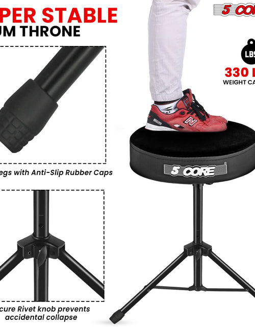 Load image into Gallery viewer, 5Core Drum Throne Adjustable Guitar Stool 3&quot; Padded Drummer Seat for Adults &amp; Kids
