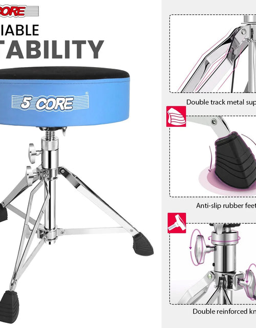 Load image into Gallery viewer, 5Core Drum Throne Padded Guitar Stool Swivel Adjustable Drummer Seat Music Chair BLUE VELVET
