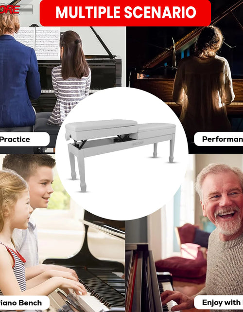 Load image into Gallery viewer, 5CORE Duet Piano Bench W Storage for Two Wooden Adjustable Keyboard Stool - Adults &amp; Kids
