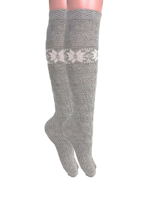 Load image into Gallery viewer, 1 Pair Women’S Cotton Knee-High Knitted Lace Socks – Soft, Elegant &amp; Breathable – Size 5-10
