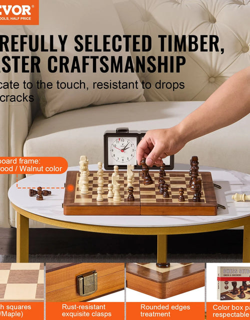 Load image into Gallery viewer, VEVOR Magnetic Wooden Chess Set, 15 Inch 2-IN-1 Chess Checkers Game Set, Folding Chess Board Games for Adults Kids, 2 Queens Portable Travel Gift Chess Set for Tournament Professional Beginner
