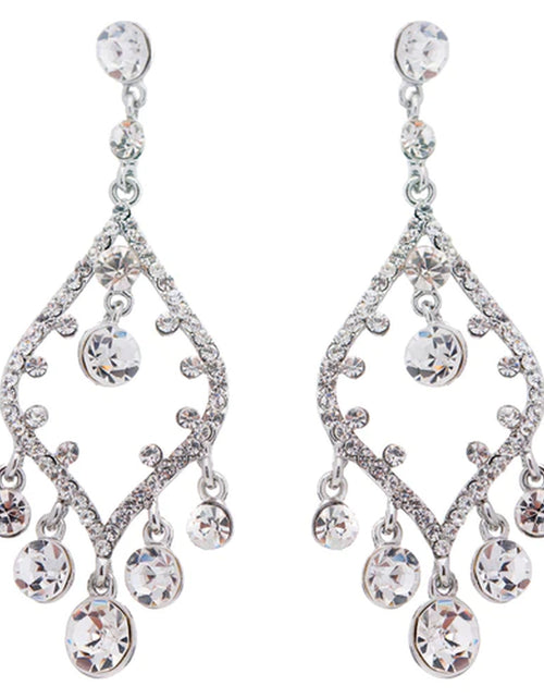 Load image into Gallery viewer, Bridal Wedding Jewelry Crystal Rhinestone Open Chandelier Dangle Earrings Silver
