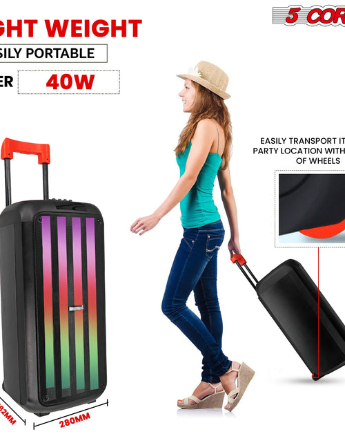 Load image into Gallery viewer, 5Core Bluetooth Party Speaker 8 Inch PA RGB Partybox Karaoke Machine + 2 Wireless Mic
