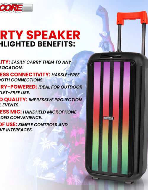 Load image into Gallery viewer, 5Core Bluetooth Party Speaker 8 Inch PA RGB Partybox Karaoke Machine + 2 Wireless Mic
