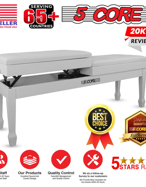 Load image into Gallery viewer, 5CORE Duet Piano Bench W Storage for Two Wooden Adjustable Keyboard Stool - Adults &amp; Kids
