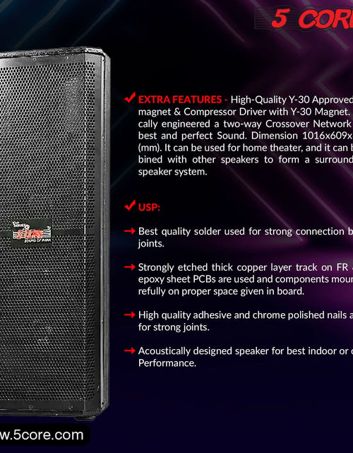 Load image into Gallery viewer, 5Core Portable Cabinet PA DJ Speaker System 15 Inch 4000W Passive 3 Way Loudspeaker
