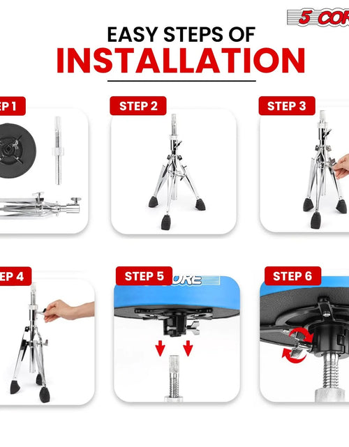 Load image into Gallery viewer, 5Core Drum Throne Padded Guitar Stool Swivel Adjustable Drummer Seat Music Chair BLUE VELVET
