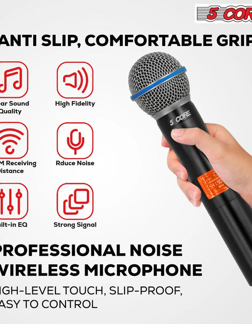 Load image into Gallery viewer, 5 Core Wireless Microphone System 6 Channel UHF Portable Receiver W 6 Cordless Dynamic Mic 492F Range
