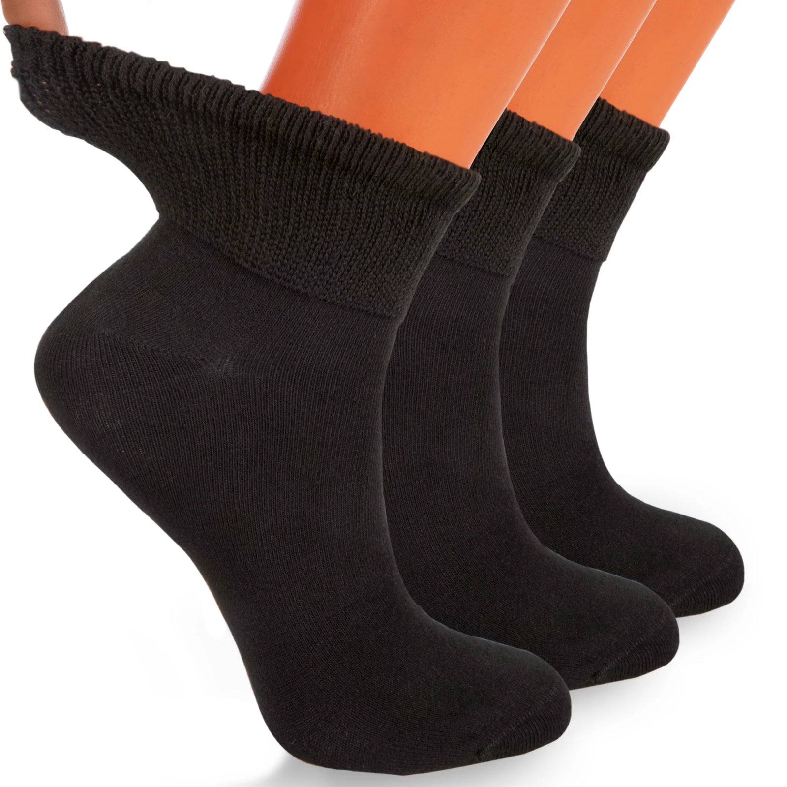 Aws/American Made Non-Binding Diabetic Ankle Socks – 3 Pair Pack, Moisture-Wicking Cotton (Unisex for Men & Women)