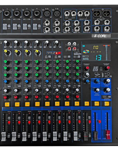 Load image into Gallery viewer, 5Core Audio DJ Mixer 12 Channel Sound Board Console W 99 DSP Effect 48V Phantom Power
