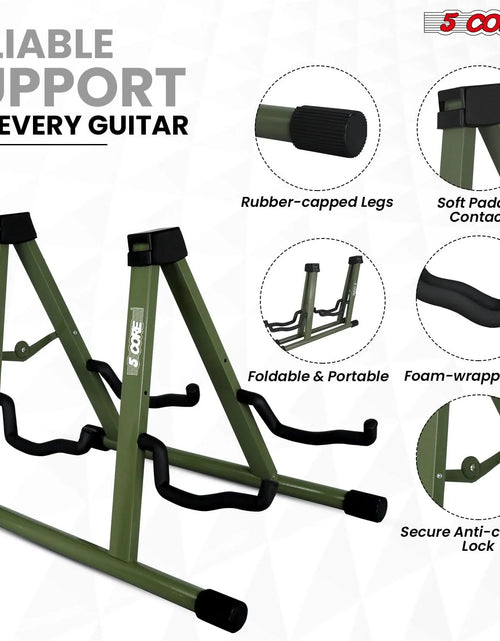 Load image into Gallery viewer, 5Core Double Guitar Stand Floor Adjustable a Frame Folding Acoustic Electric Guitars Holder Stands
