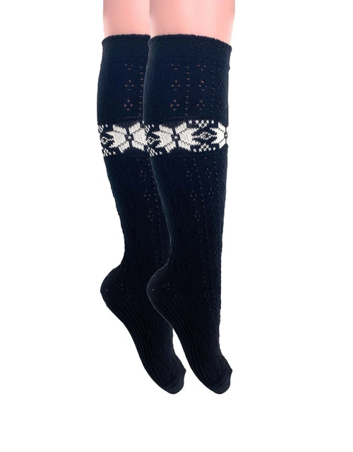 Load image into Gallery viewer, 1 Pair Women’S Cotton Knee-High Knitted Lace Socks – Soft, Elegant &amp; Breathable – Size 5-10
