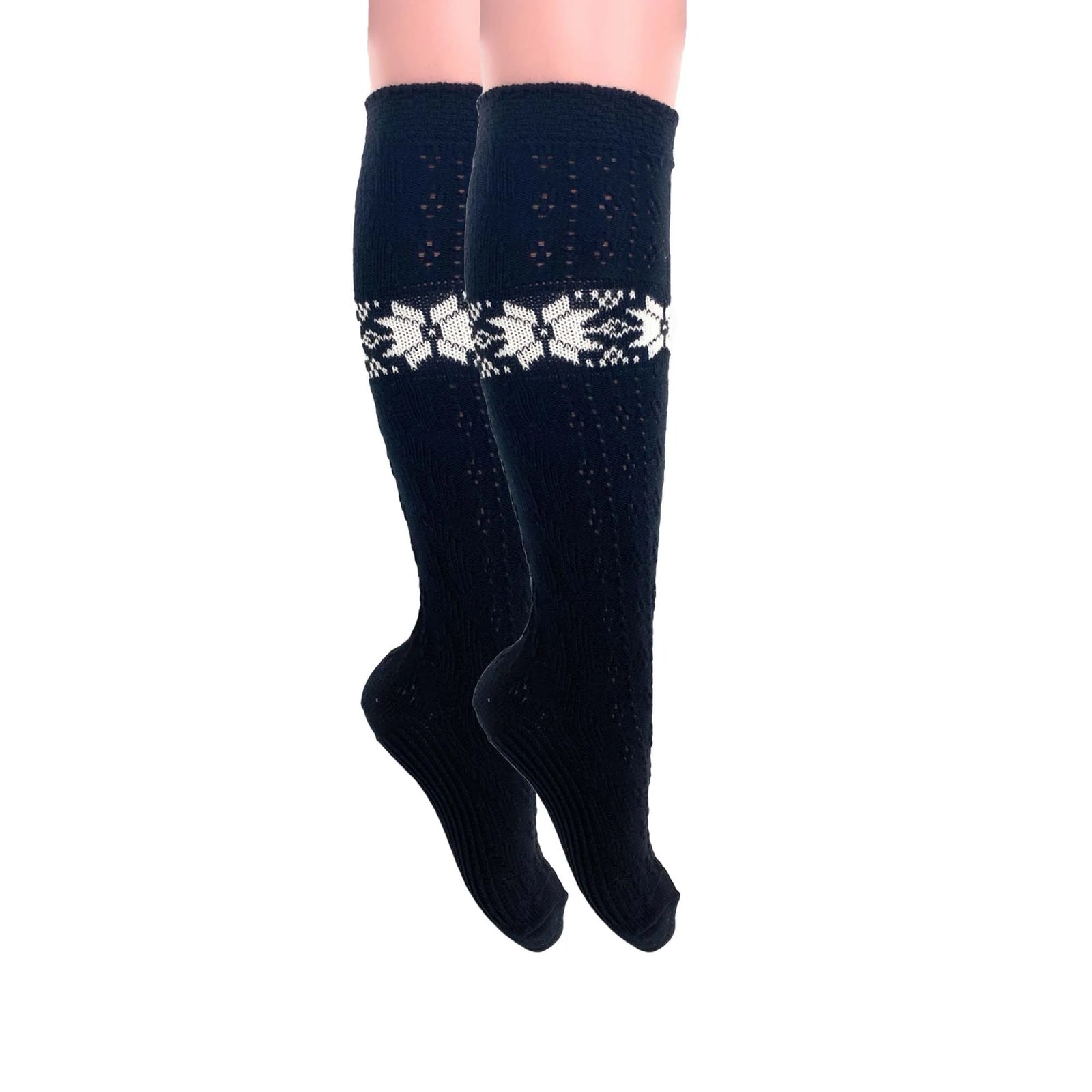 1 Pair Women’S Cotton Knee-High Knitted Lace Socks – Soft, Elegant & Breathable – Size 5-10