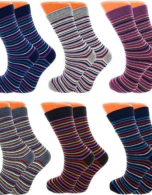 Load image into Gallery viewer, 6 Pairs Women’S Colorful Combed Cotton Crew Socks – Soft, Breathable &amp; Stylish – Size 9-11
