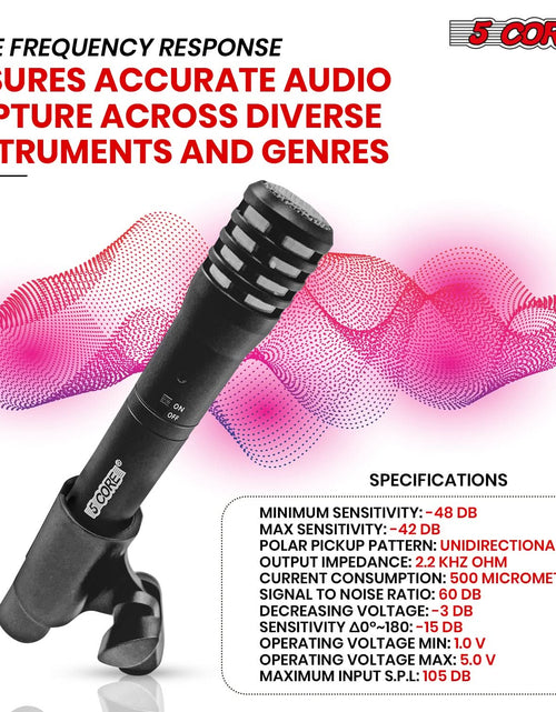 Load image into Gallery viewer, 5Core Instrument Microphone Professional XLR Cardioid Pencil Stick Condenser Mic Black
