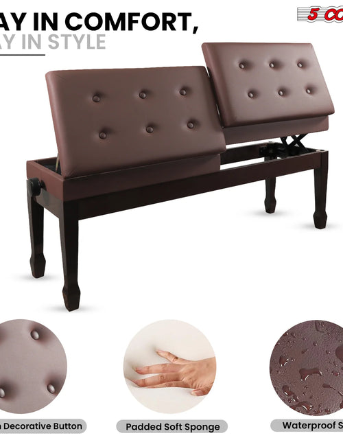 Load image into Gallery viewer, 5CORE Duet Piano Bench W Storage for Two Wooden Adjustable Keyboard Stool - Adults &amp; Kids
