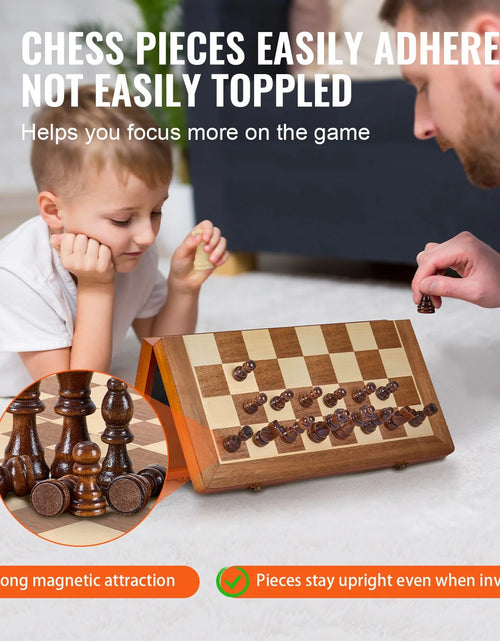 Load image into Gallery viewer, VEVOR Magnetic Wooden Chess Set, 15 Inch 2-IN-1 Chess Checkers Game Set, Folding Chess Board Games for Adults Kids, 2 Queens Portable Travel Gift Chess Set for Tournament Professional Beginner
