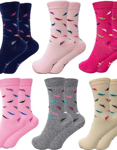 Load image into Gallery viewer, 6 Pairs Women’S Colorful Combed Cotton Crew Socks – Soft, Breathable &amp; Stylish – Size 9-11

