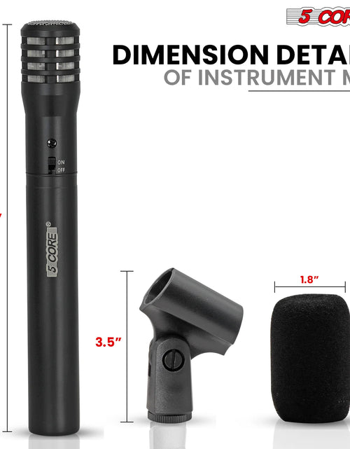Load image into Gallery viewer, 5Core Instrument Microphone Professional XLR Cardioid Pencil Stick Condenser Mic Black
