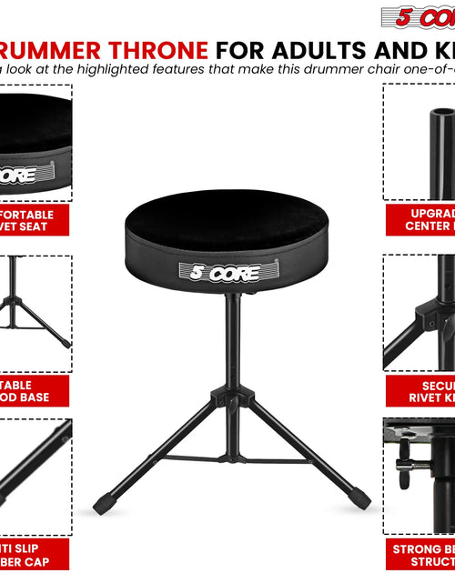 Load image into Gallery viewer, 5Core Drum Throne Adjustable Guitar Stool 3&quot; Padded Drummer Seat for Adults &amp; Kids
