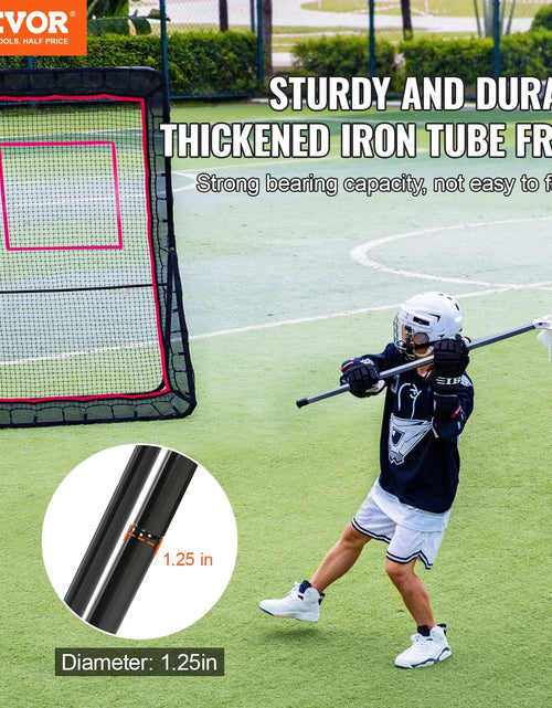 Load image into Gallery viewer, VEVOR Lacrosse Rebounder for Backyard, 5X7 Ft Volleyball Bounce Back Net, Pitchback Throwback Baseball Softball Return Training Screen, Adjustable Angle Shooting Practice Training Wall with Target
