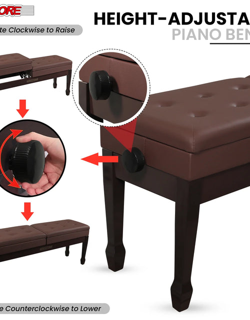Load image into Gallery viewer, 5CORE Duet Piano Bench W Storage for Two Wooden Adjustable Keyboard Stool - Adults &amp; Kids
