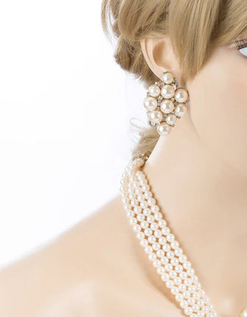 Load image into Gallery viewer, Bridal Wedding Jewelry Set Necklace Earring Crystal Rhinestone SM V Drop GD
