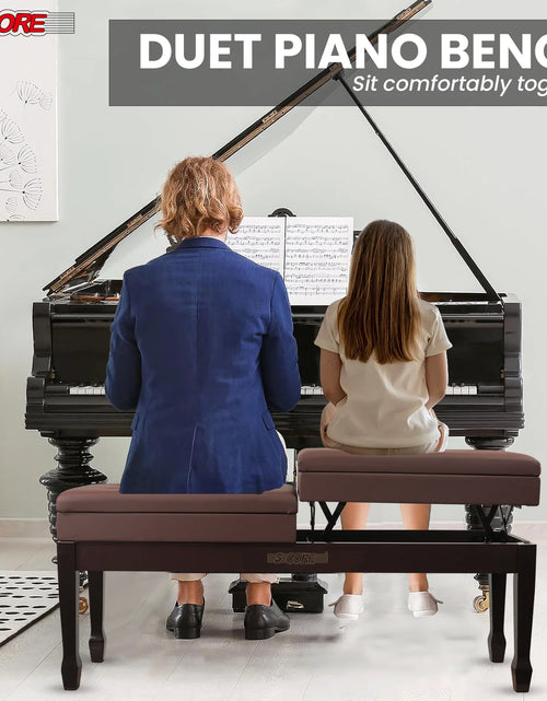 Load image into Gallery viewer, 5CORE Duet Piano Bench W Storage for Two Wooden Adjustable Keyboard Stool - Adults &amp; Kids
