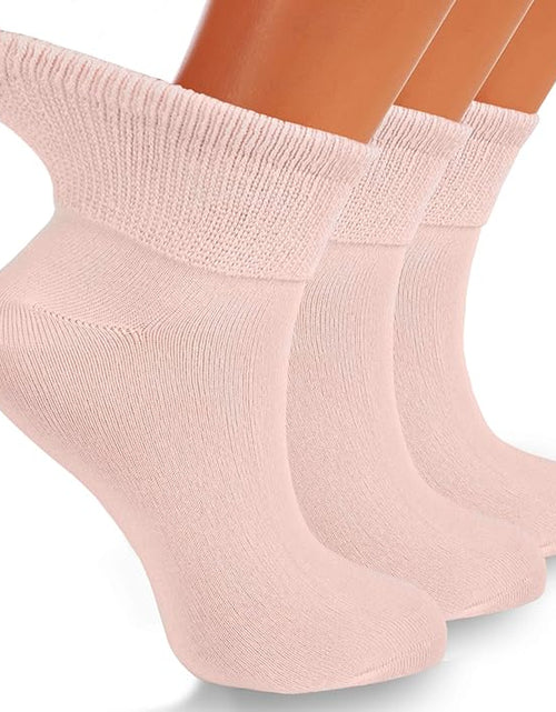 Load image into Gallery viewer, Aws/American Made Non-Binding Diabetic Ankle Socks – 3 Pair Pack, Moisture-Wicking Cotton (Unisex for Men &amp; Women)
