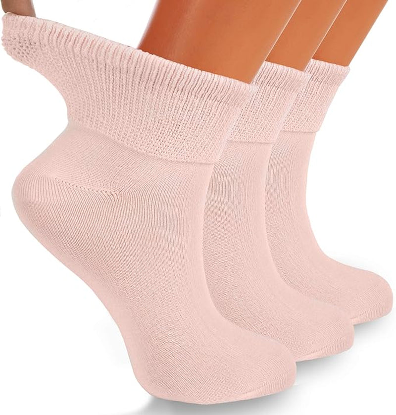 Aws/American Made Non-Binding Diabetic Ankle Socks – 3 Pair Pack, Moisture-Wicking Cotton (Unisex for Men & Women)