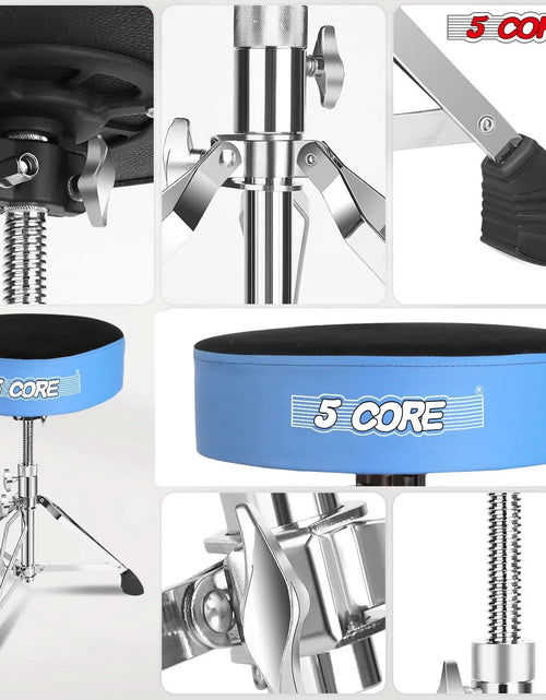 Load image into Gallery viewer, 5Core Drum Throne Padded Guitar Stool Swivel Adjustable Drummer Seat Music Chair BLUE VELVET
