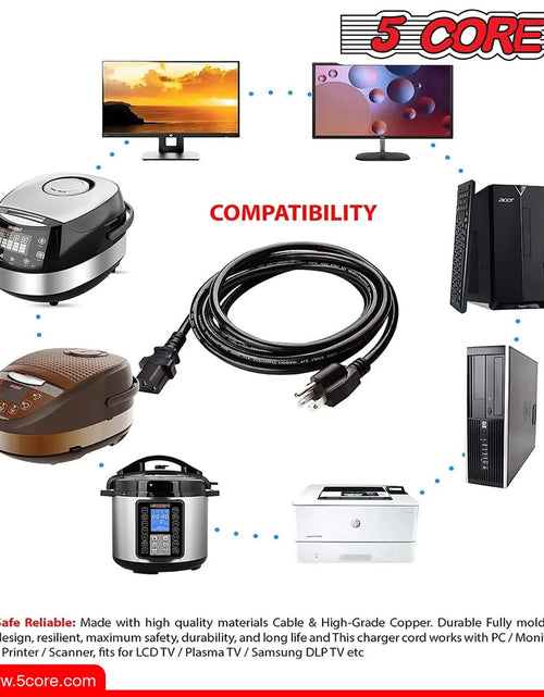 Load image into Gallery viewer, 5Core AC Power Cord 6 Ft 3 Prong US Male - Female Extension Adapter 16AWG 125V 13A
