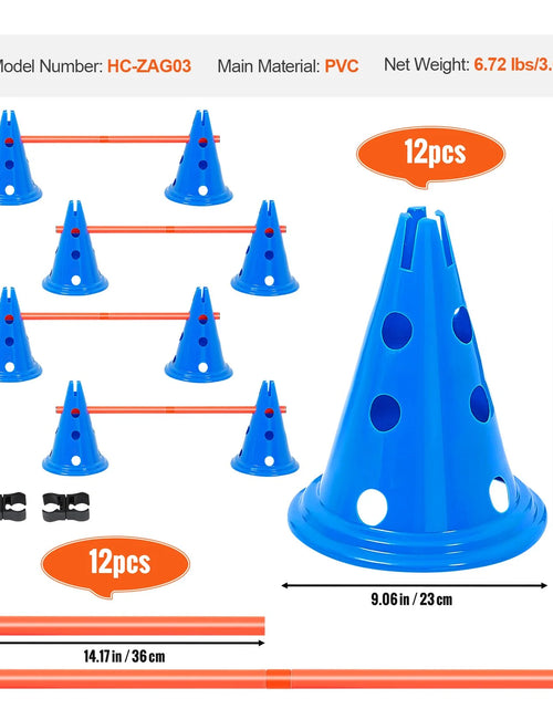 Load image into Gallery viewer, VEVOR Dog Agility Hurdle Cone Set 6 PCS Kit-12 Xcones 6 Xagility Rods with Bag
