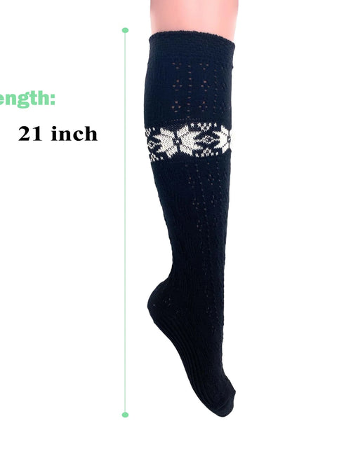 Load image into Gallery viewer, 1 Pair Women’S Cotton Knee-High Knitted Lace Socks – Soft, Elegant &amp; Breathable – Size 5-10
