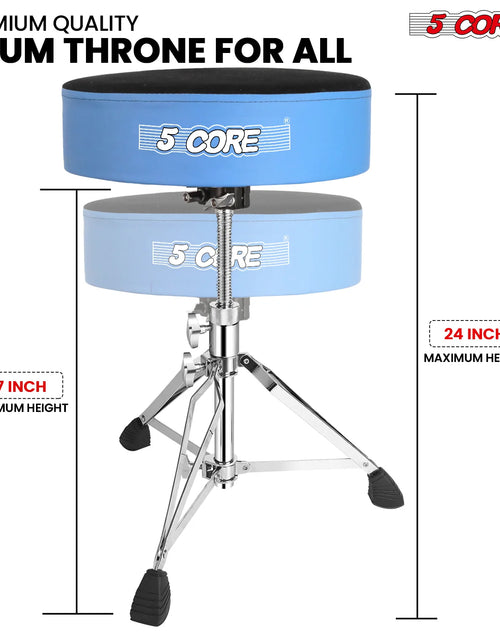 Load image into Gallery viewer, 5Core Drum Throne Padded Guitar Stool Swivel Adjustable Drummer Seat Music Chair BLUE VELVET
