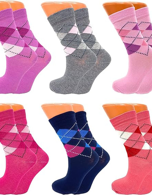 Load image into Gallery viewer, 6 Pairs Women’S Colorful Combed Cotton Crew Socks – Soft, Breathable &amp; Stylish – Size 9-11
