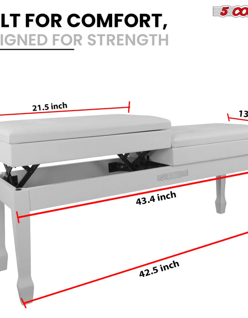 Load image into Gallery viewer, 5CORE Duet Piano Bench W Storage for Two Wooden Adjustable Keyboard Stool - Adults &amp; Kids
