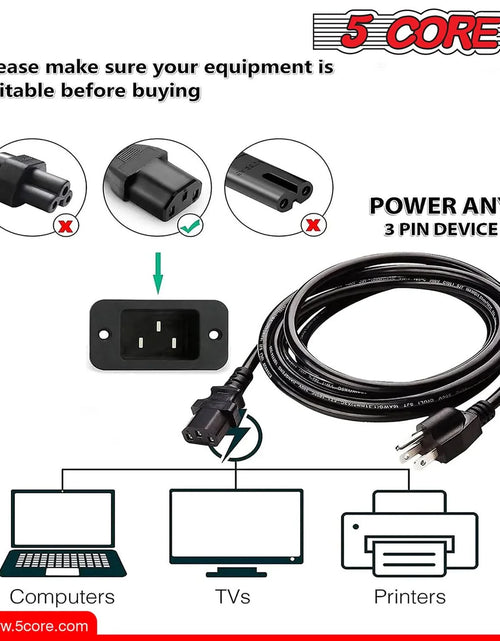 Load image into Gallery viewer, 5Core AC Power Cord 6 Ft 3 Prong US Male - Female Extension Adapter 16AWG 125V 13A
