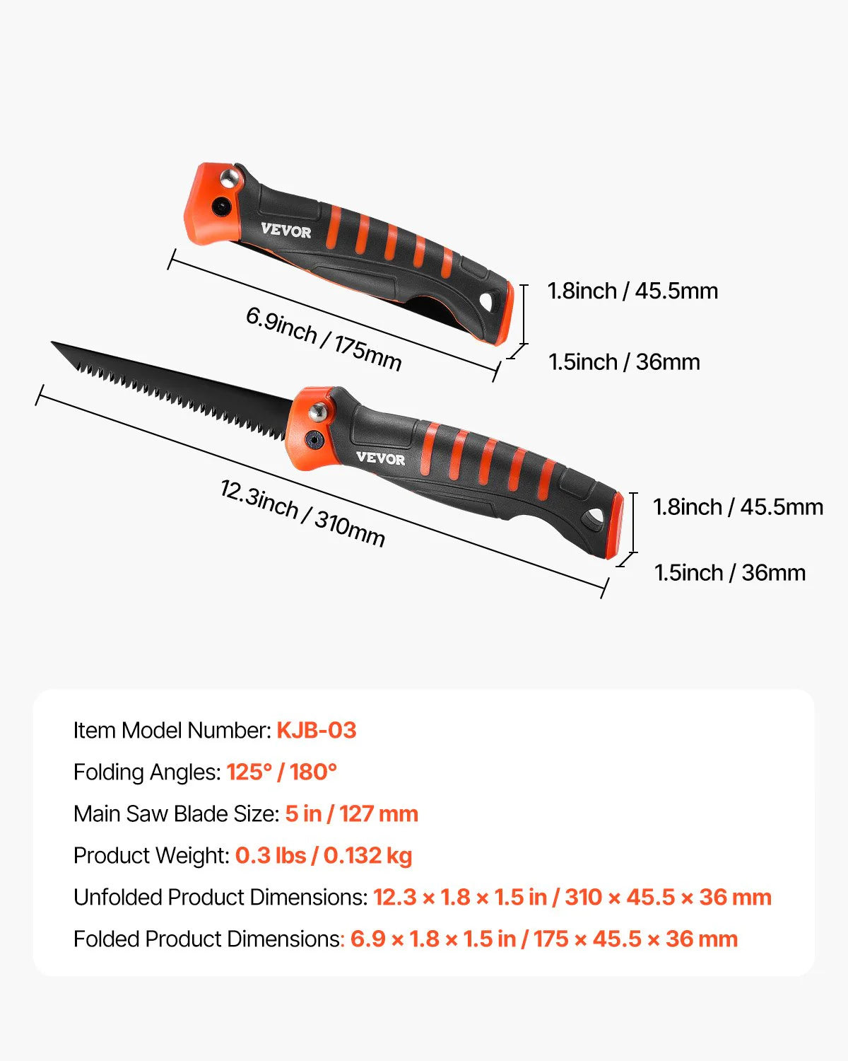Folding Jab Saw 5 in Foldable Jab Saw with Soft Grip Handle for Drywall PVC