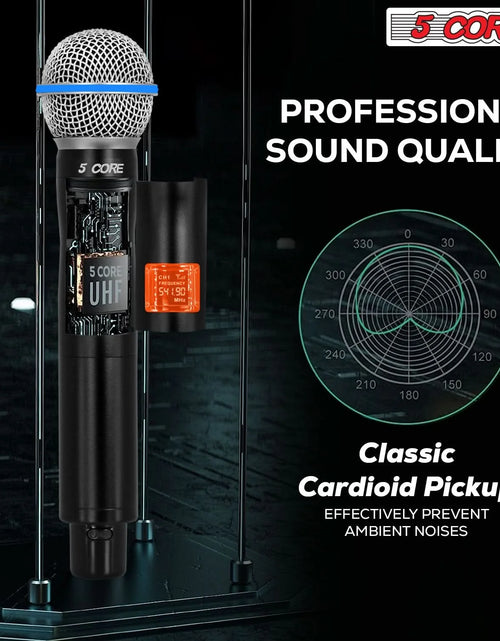 Load image into Gallery viewer, 5 Core Wireless Microphone System 6 Channel UHF Portable Receiver W 6 Cordless Dynamic Mic 492F Range
