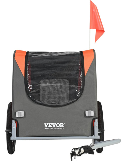 Load image into Gallery viewer, VEVOR Dog Bike Trailer, Supports up to 66 Lbs, Pet Cart Bicycle Carrier, Easy Folding Frame with Quick Release Wheels, Universal Bicycle Coupler, Reflectors, Flag, Collapsible to Store, Orange/Gray
